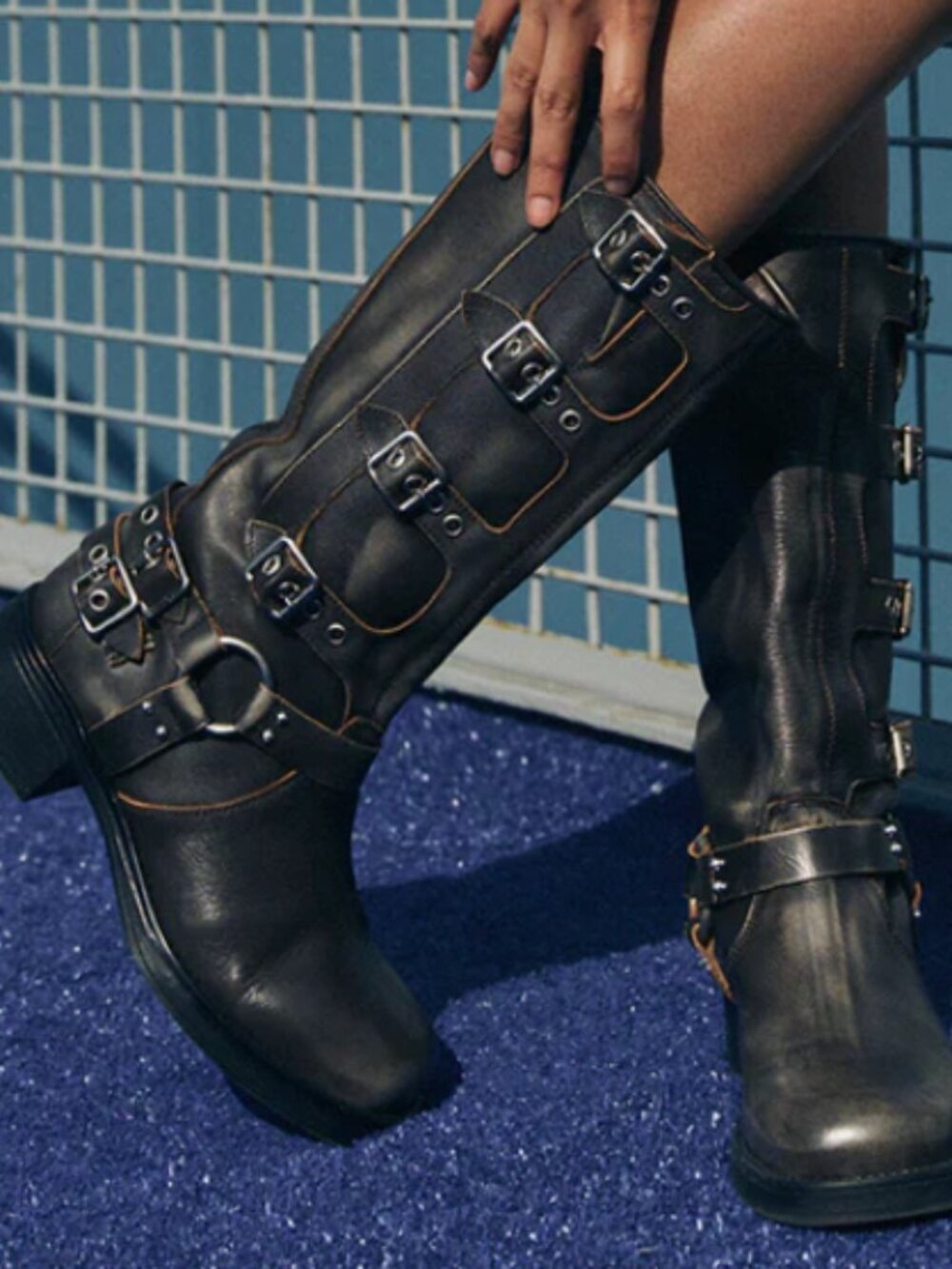 ROCKY MOTO DISTRESSED COMBAT BOOTS STEVE MADDEN SIZE 10